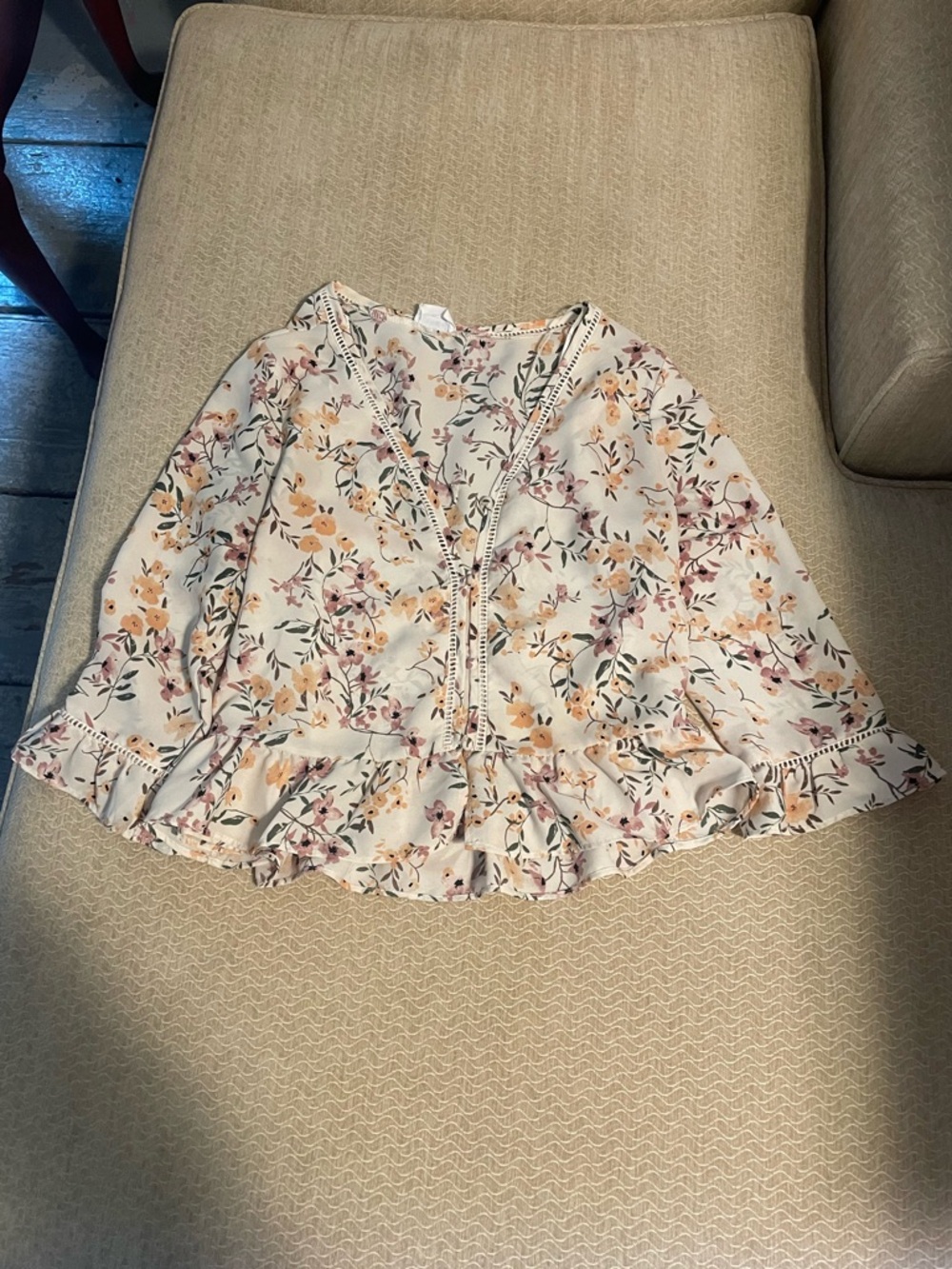 Cream floral blouse